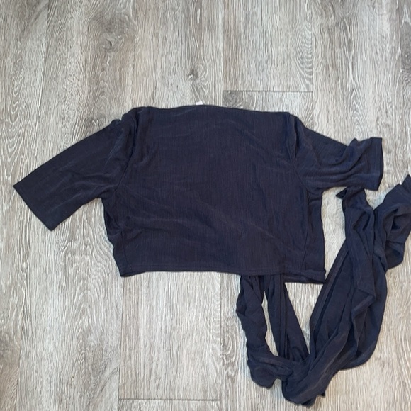 Free People Movement Sacred Wrap Top Ribbed Soft size small gray black - Picture 4 of 5